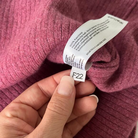 Eileen Fisher Italian 100% Cashmere Ribbed Funnel Neck Top Sweater in Tea Rose - Picture 10 of 10
